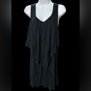 Black Sleeveless Ruffled Tank Top